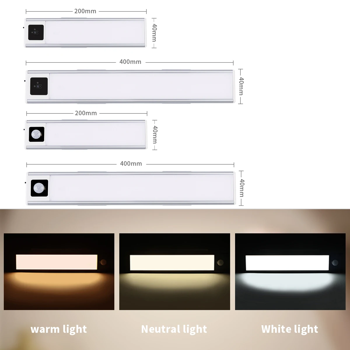 Imagem -03 - Luzes Led para Cozinha Quarto Lâmpada Recarregável Usb com Sensor de Movimento Barra Varredura Mão Nightlight Armário Luz 20 40cm