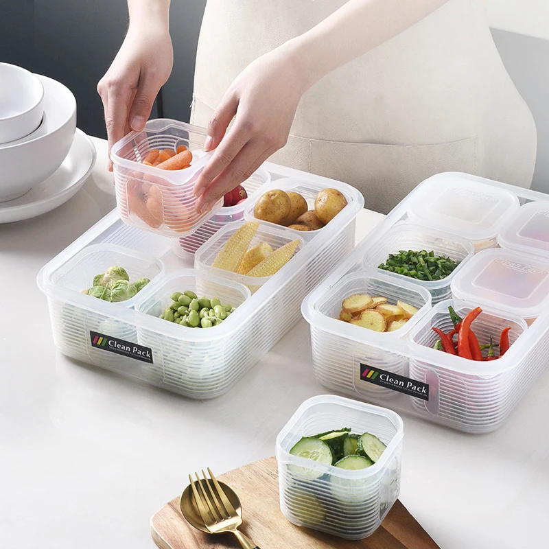 

Refrigerator Food Storage Box Home Kitchen Plastic Preservation Sealing Container for Fruit Vegetable Ginger Garlic Scallion