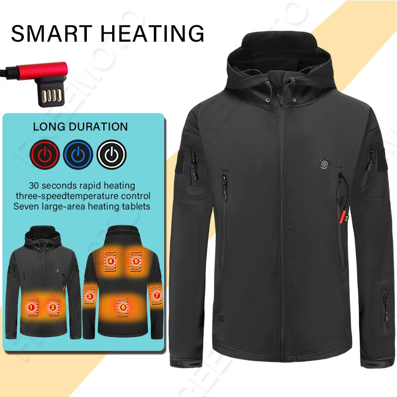 Motorcycle Heating Jacket Winter Electric Heated Clothes USB Charging Waterproof Windbreaker Heat Outdoor Skiing Coat M-4XL