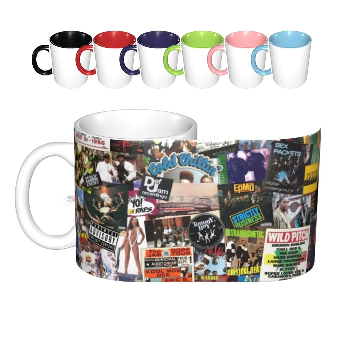 Old School Hip Hop Ceramic Mugs Coffee Cups Milk Tea Mug Old School Hip Hop Golden Age Classic Rap 80s 90s Collage Creative