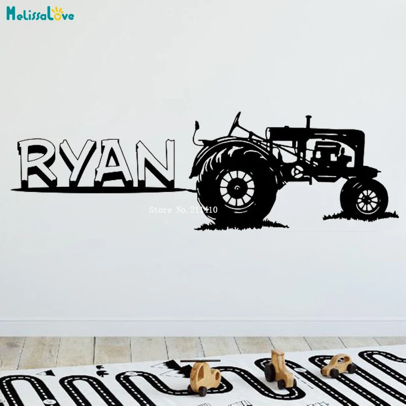 Personalized Wall Decor Custom Tractor Farm Kids Art Decals Personalized Bedroom Nursery Art Stickers Gift YT5224