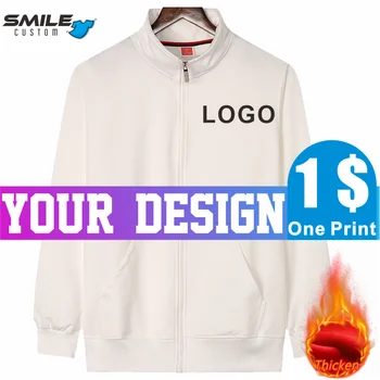 SMILE Winter Polar Fleece Warm Jacket Customized Embroidery Logo Casual Men Women Sweatshirt Design Print Personalized Pattern