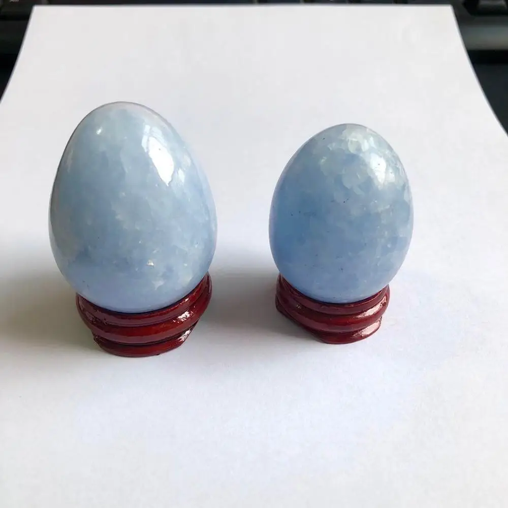 Wholesale hand carved Folk Crafts natural Polished Blue Celestite Crystal Egg Shaped Stone for Healing decoration