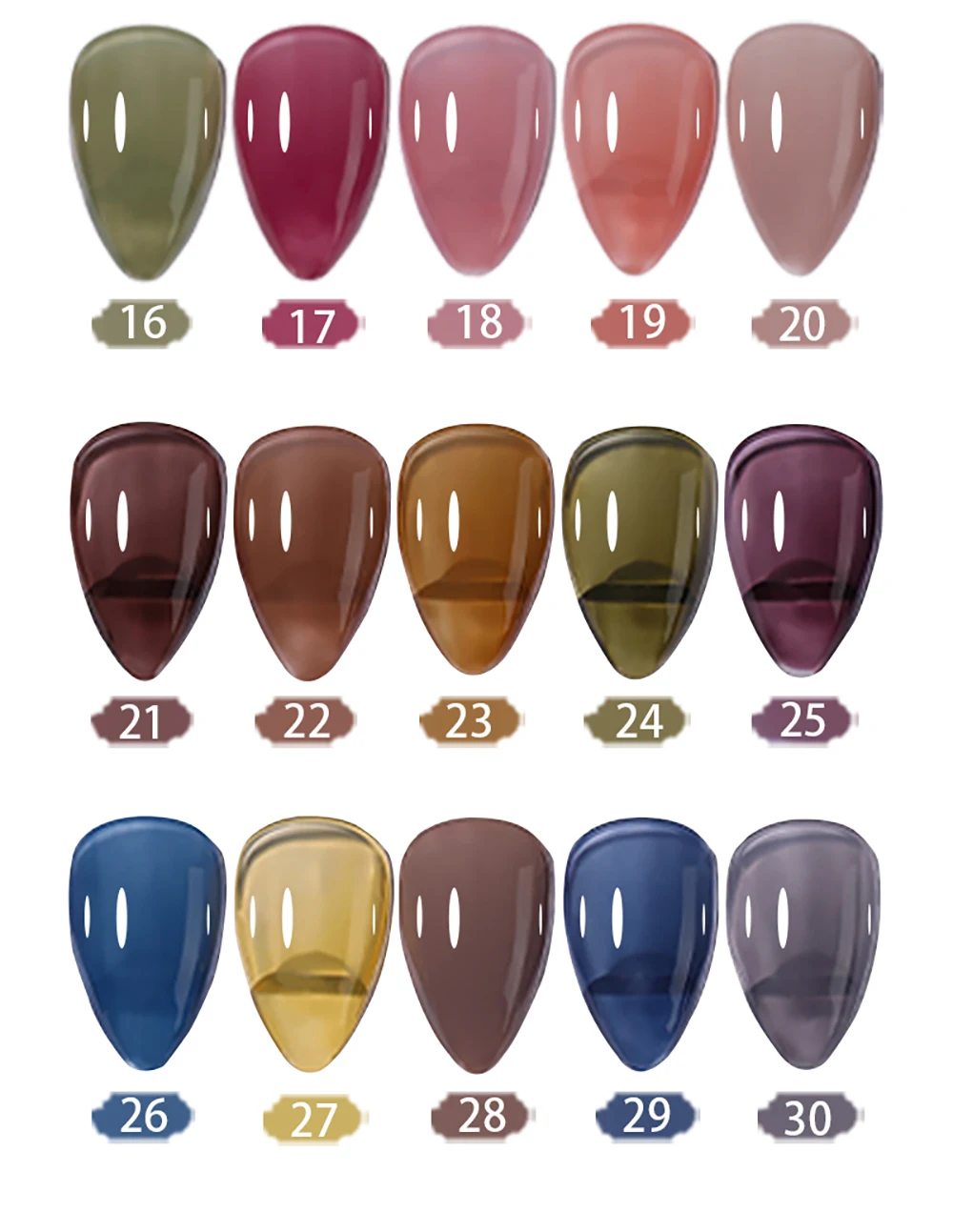 Vendeeni 30 Farben Transparenter Gel-Nagellack, Dirty Color Jelly UV Soak Off Gel-Lack, Ice Through Jade Nail Art Gel-Lack – Detail 6