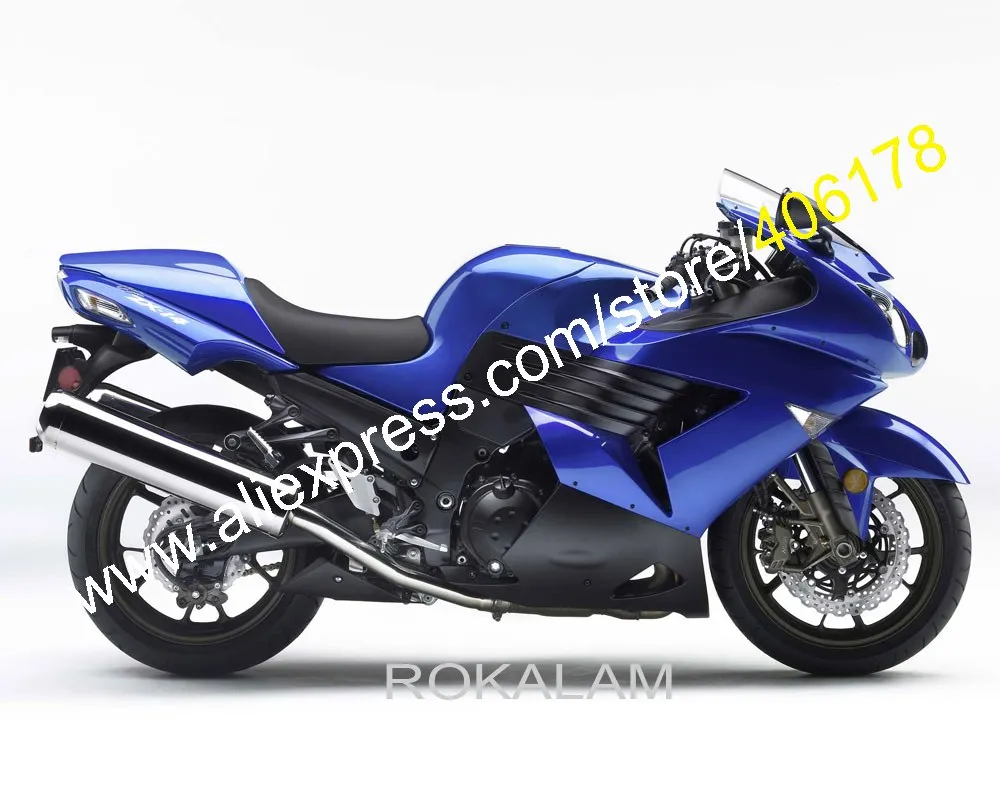 ZX14R 2006-2011 Blue Black For Kawasaki ZX14 ZZR1400 ZX 14 ZZR 1400 06 07 08 09 10 11 Fairing Kit (Injection Molding)