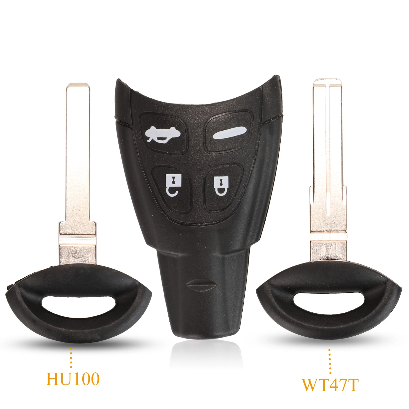Jingyuqin 4 Buttons Replacement Remote Car Key Shell Case Fob For Saab 9-3 93 2003-2007 With Wt47t/HU100 Blade Option