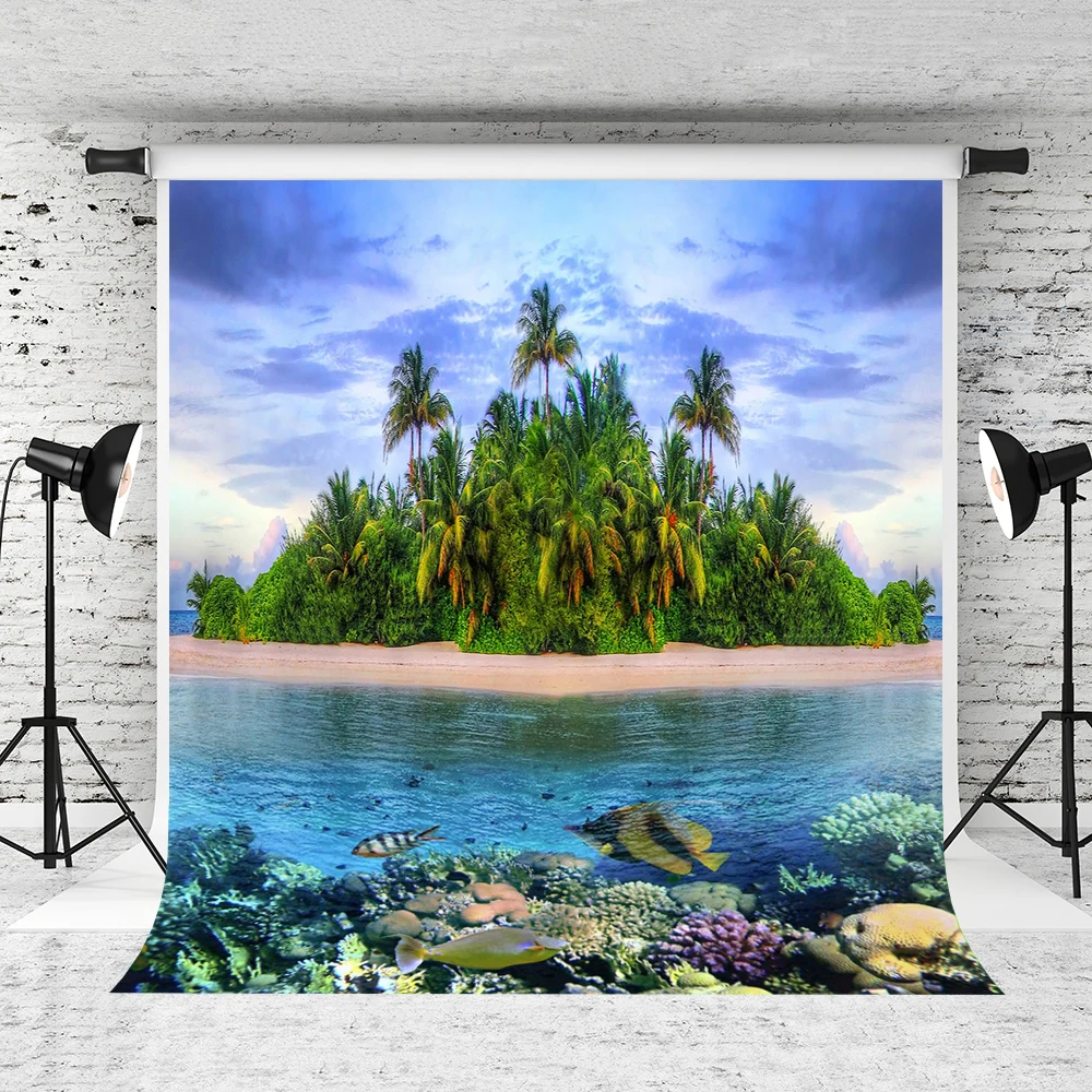 

VinylBDS Underwater World Photograph Backgrounds Tropical Forest Island Photographic Backgrounds Backdrops for Photo Studio