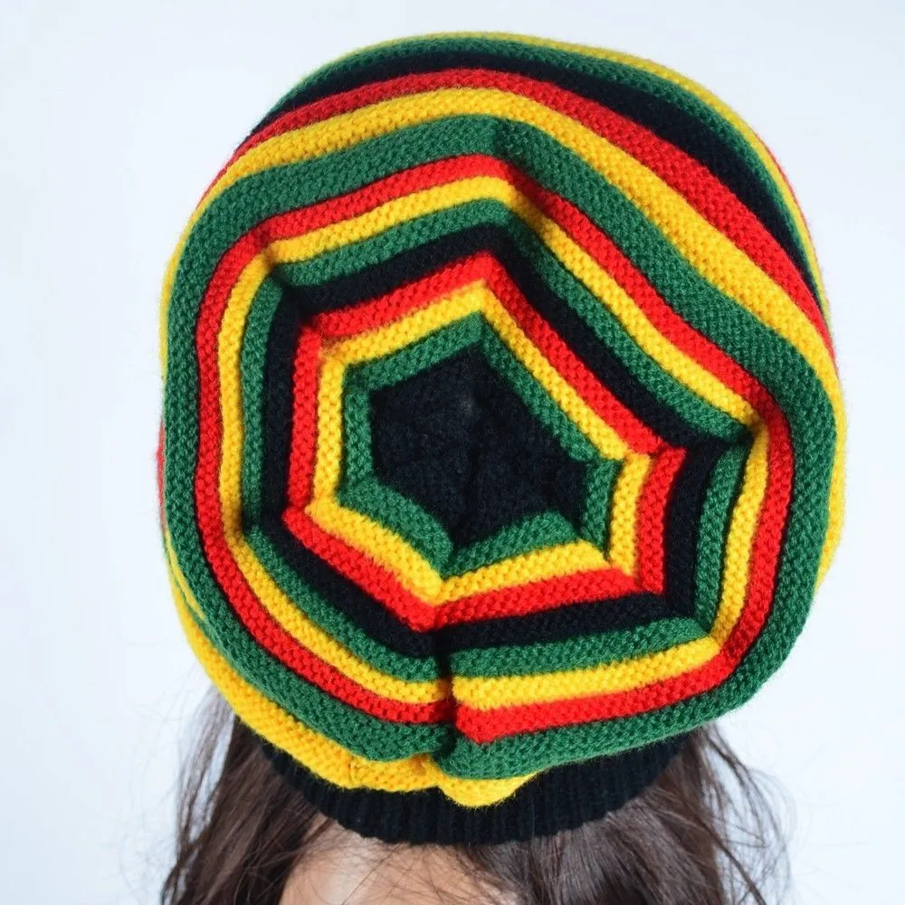 2024  Winter Fashion Hip Hop Bob Marley Jamaican Rasta Reggae Multi-colour Striped Beanie Hats For Men Women Unisex