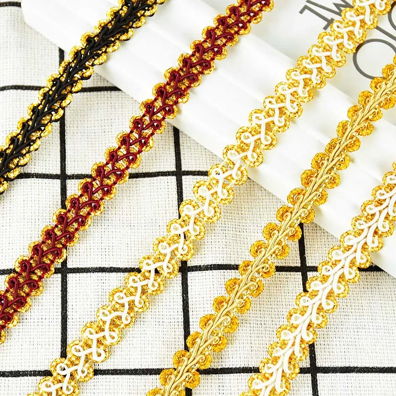 5 Yards Gold Lace Trimming 12mm Centipede Braided Lace DIY Cloth Accessories Wedding Craft Handmade Fabric Sewing Supplies