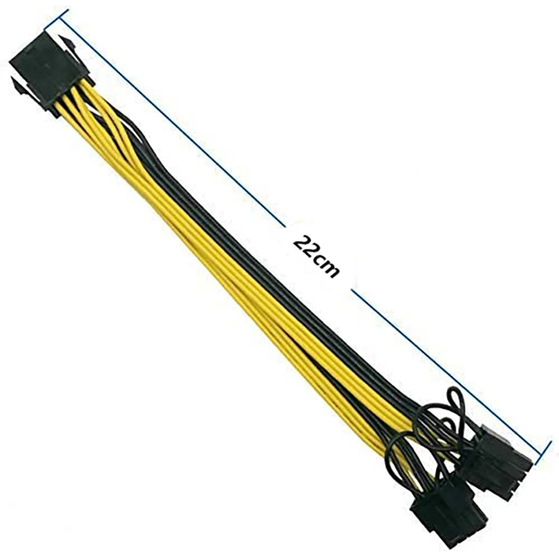 6PCS GPU VGA PCIe 8 Pin Female To Dual 2X 8 Pin (6+2) Male PCI Express Power Adapter Y-Splitter Extension Cable 9-inch(23cm)