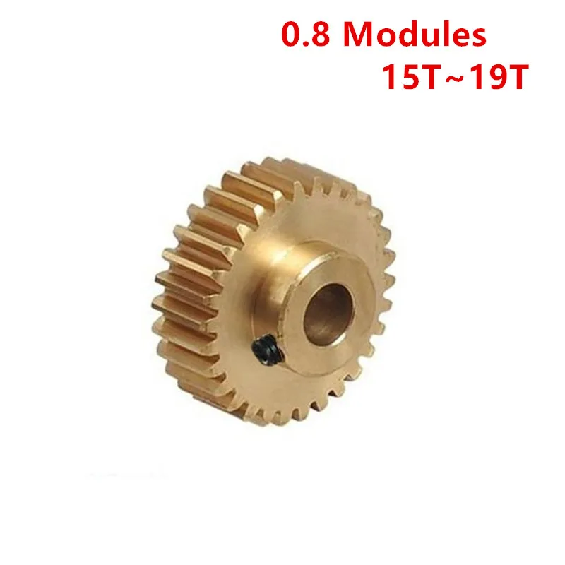 Copper 0.8 Modulus cylindrical gear 16T-19T Tooth Hole 3/3.17/4/5/6/6.35/7/8mm for Pinion Slide Table Rail Fitting