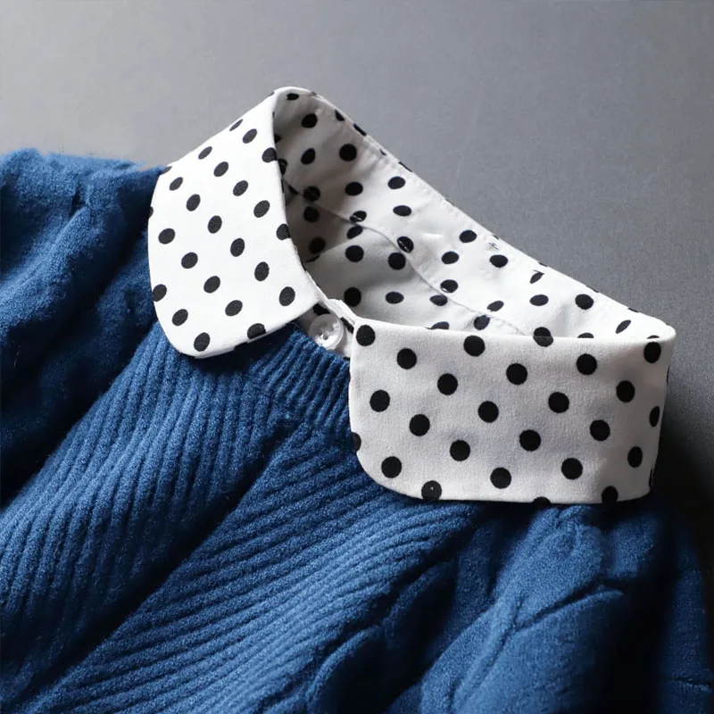 Dot Print Fake Collar Women Detachable Collars Black Vintage Stand Ladies Lapel Tie False Collars Woman Half Shirt Neckwear