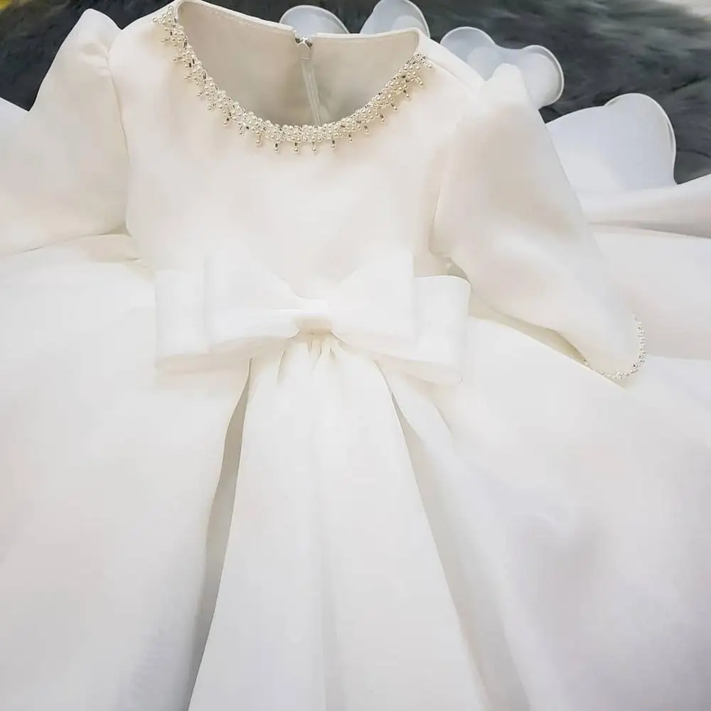 Long Sleeve Baby Girl Dresses Baptism Clothing 1 Year Birthday Party Toddler Christening Gown Infant Newborn Girl Pageant Dress