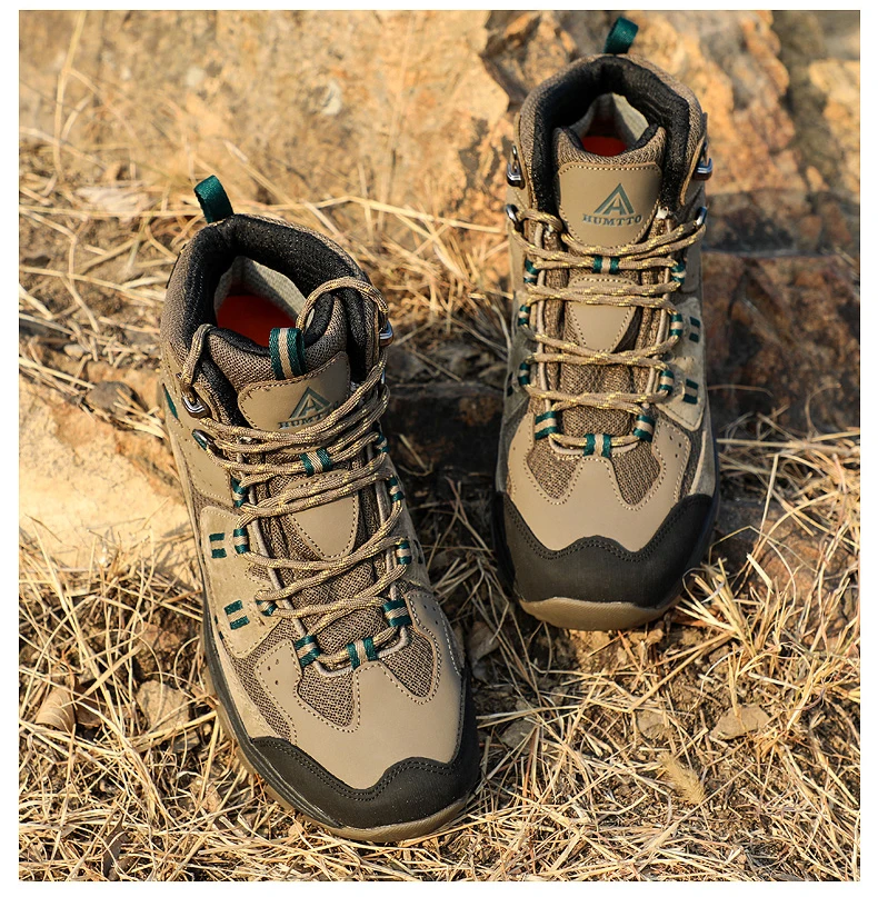 HUMTTO Men Women Waterproof Hiking Shoes Genuine Leather Winter Boots Outdoor Trekking Shoes Climbing Men Hunting Tactical Boots