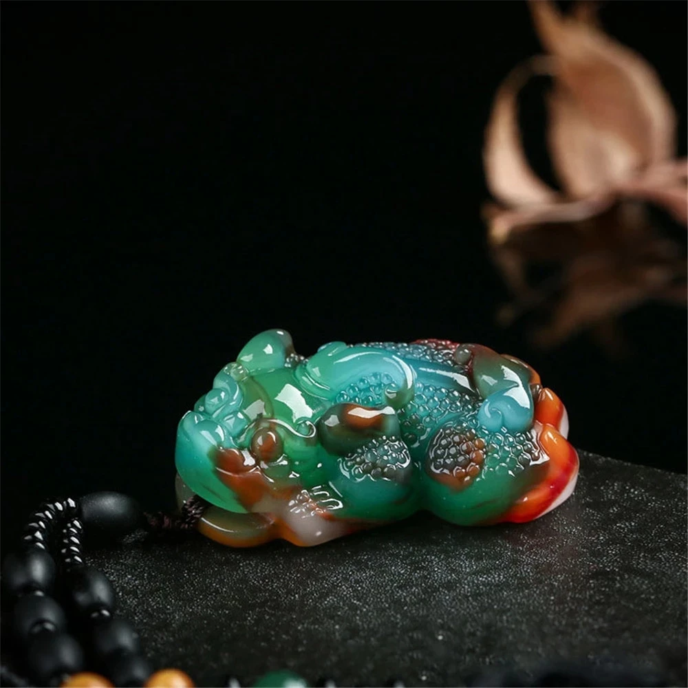 Natural Colour Jade Tiger Pendant Necklace Hand-Carved Charm Jadeite Jewelry Lucky Amulet  Men Women