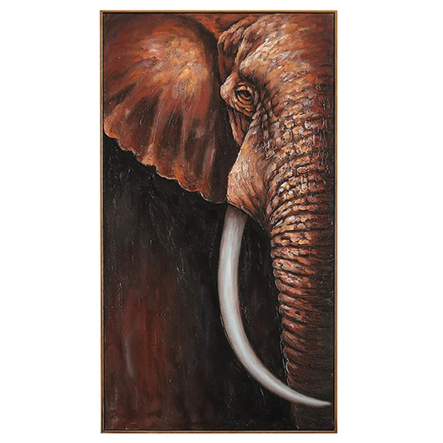 

Huge Elephant Wall Art vertical Hand-painted Abstract Oil Painting on Canvas Big animal elephant wall picture for Living Room