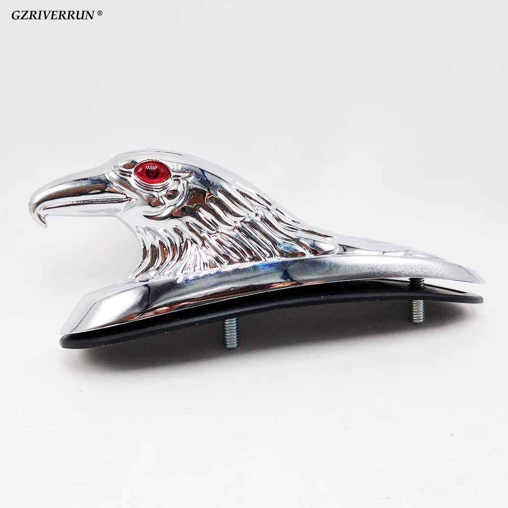 Chrome Eagle Head Fender Ornament Red Lighted Eye Bonnet Mount Decor Accessories Customization Interesting Decoration