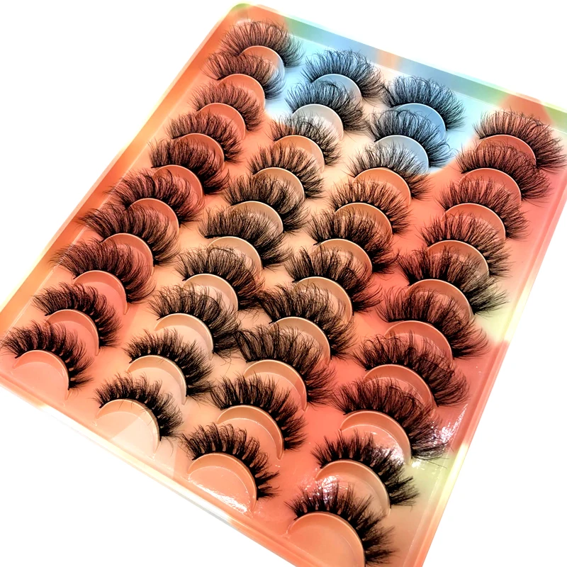 New 20 Pairs 10-25mm Fake Eyelashes 100% Mink Eyelashes Mink Lashes Natural Dramatic Volume Eyelashes Extension False Eyelashes