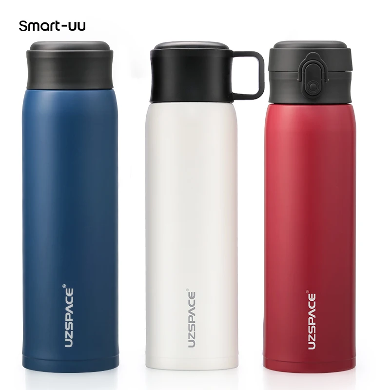 UZSPACE 500ml Vacuum Flask Stainless Steel Business Portable Leakproof Simple Shaker Drink Water Bottle Car Tea Cup Student