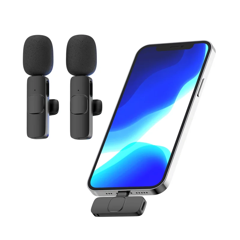 Microfone de lapela sem fio portátil microfone de gravação de áudio e vídeo para iphone android telefone móvel transmissão ao vivo jogo microfonoe