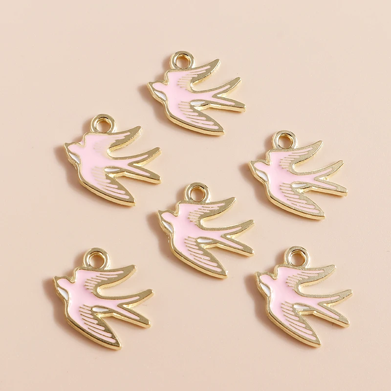 10pcs Cute Bird Spring Swallow Charms Pigeon Dove Pendants for Earring of Necklace Bracelet Keychain Handmade DIY Jewelry Making