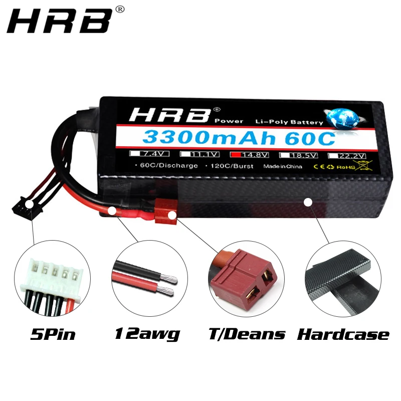 RACEPOW Batería Lipo 3S para coche RC, 11.1 V 60C 5200 mAh Lipo RC Car Battery Pack para estuche rígido con enchufe T Deans para 1/8 1/10 RC Car RC Monster RACEPOW Batería Lipo 3S para coche RC, 11.1 V 60C 5200 mAh Lipo RC Car Battery Pack para estuche rígido con enchufe T Deans para 1/8 1/10 RC Car RC Monster