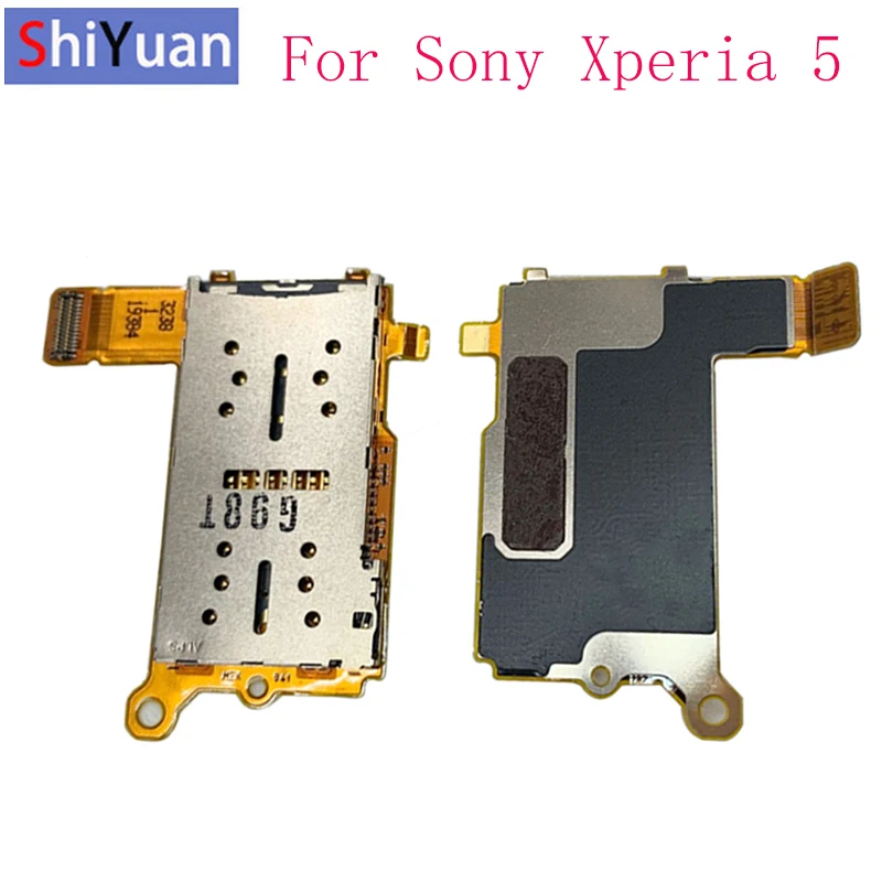 Sim Card Reader Holder Pins Tray Slot Part With Micphone For Sony Xperia 5 Mic Connector Flex Cable