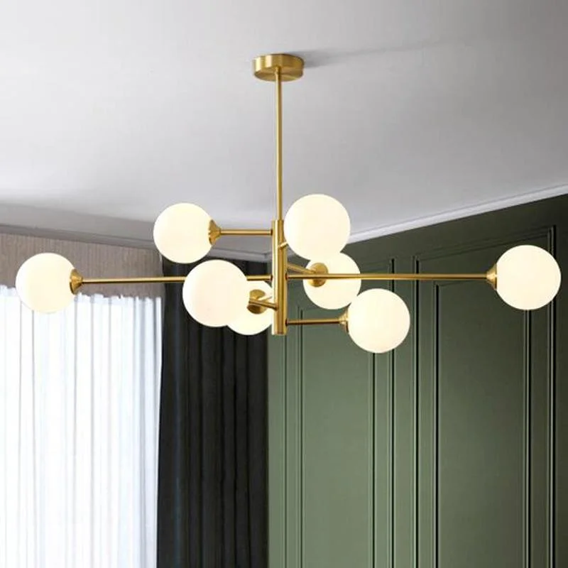 

Nordic Bean Copper Chandelier Lighting Modern Glass Ball Chandelier Lamp For Living Room/Bedroom Decor Light FIxture