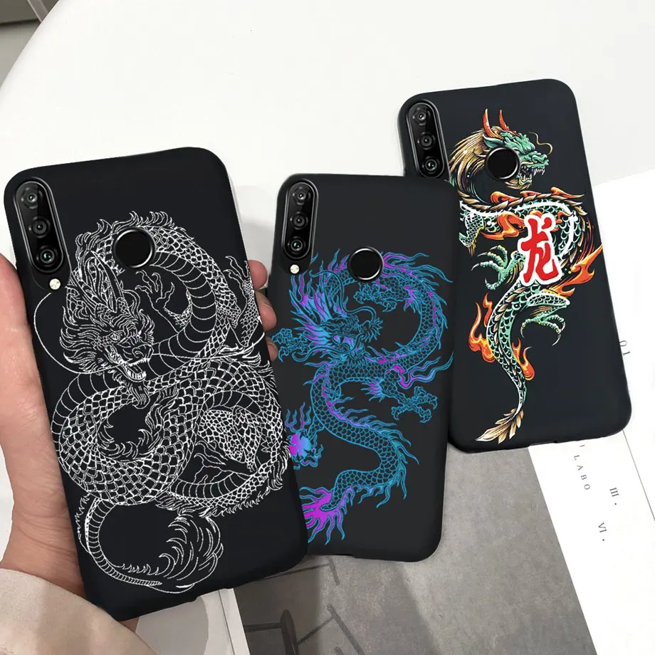 For Huawei P30 Pro Case Cool Dragon Black Soft Silicone Case For Huawei P30 Lite P 30 MAR-L01A Cover P30Lite 2020 Bumper Coque