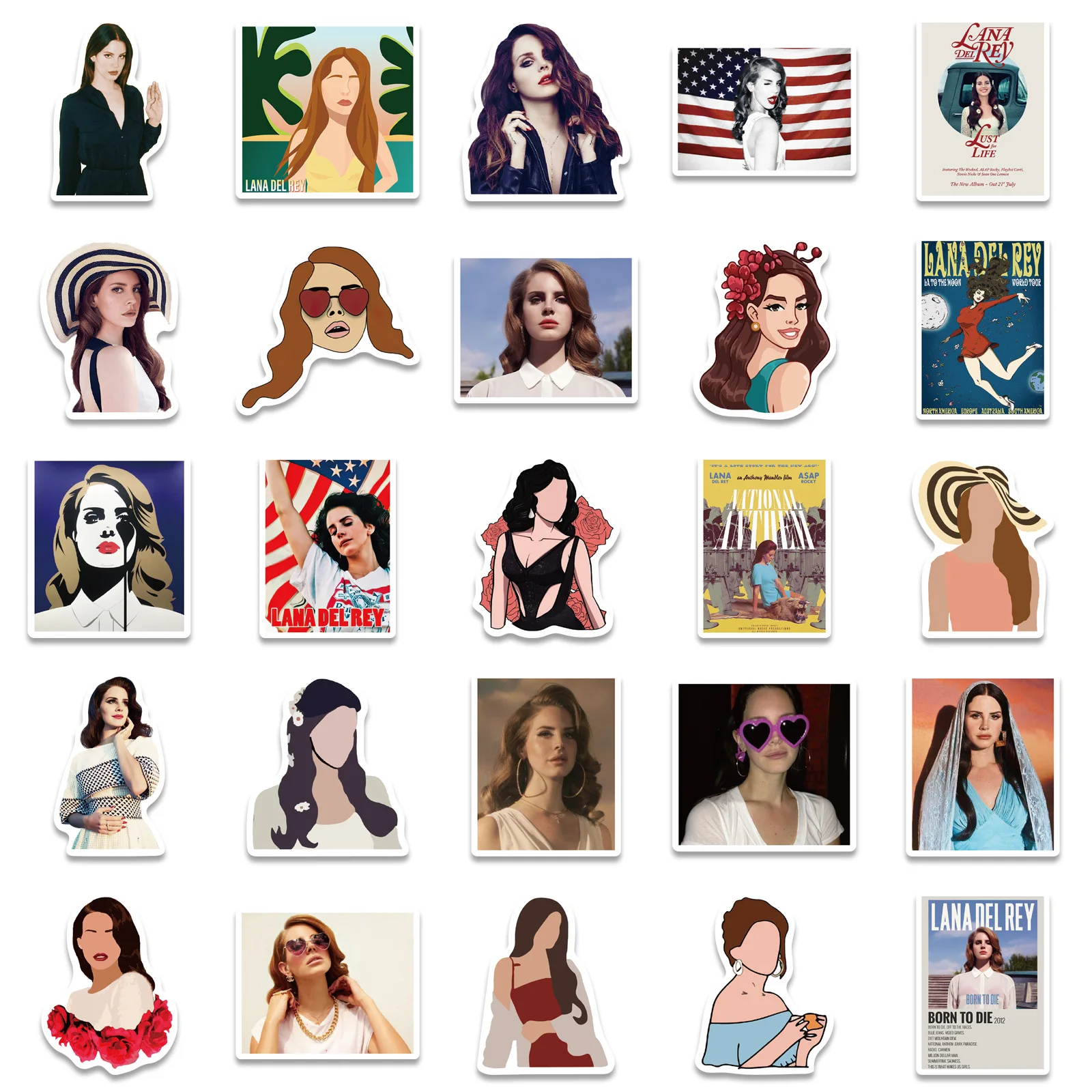 10/30/50PCS Singer Lana Del Rey Stickers Cool Laptop Guitar Luggage Phone Bike Car Waterproof Sticker Decal iPad Toys Wholesale