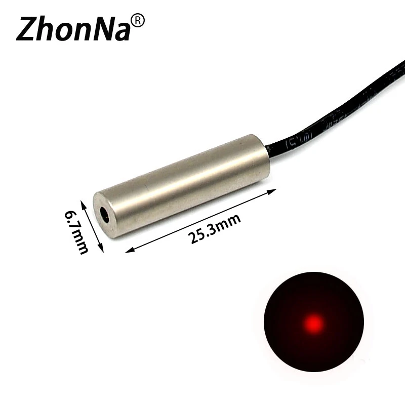 

650nm 5mW Reverse Polarity Laser Module With Ground Wire Red Light Single Point Optic Locator Aiming Installation Accessories