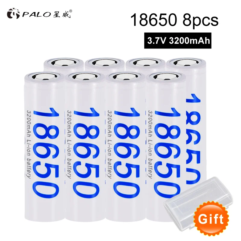 

PALO 4-32PCS 18650 Rechargeable Battery 3.7V 18650 Li-ion Batteries for Headlight/Electric Tools/Power Bank etc