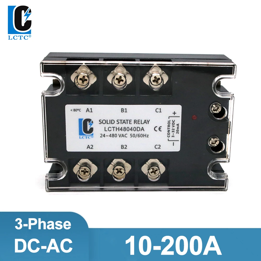 LC 3 Phase SSR 10DA 25DA 40DA 60DA 80DA 100DA 120A 3-32V DC Control 24-480V AC Three Phase Solid State Relay DC-AC Free shipping