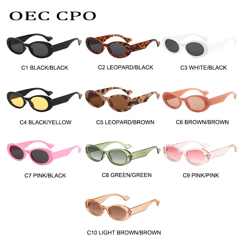 OEC CPO Vintage Oval Sunglasses Women Brand Designer Small Frame Sun Glasses Female Retro Black Yellow Round Eyewear UV400 O881