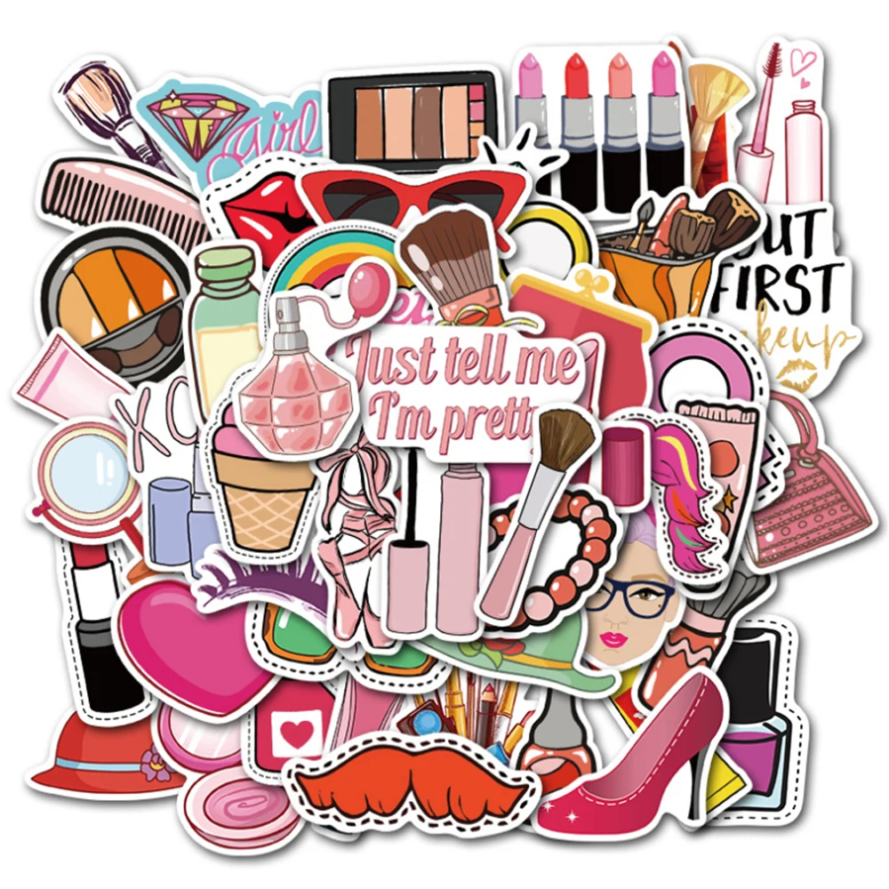 10/30/45pcs Funny Makeup Lipstick Perfume Graffiti Stickers Skateboard Luggage Laptop Skateboard Motorcycle Cartoon Sticker Toy