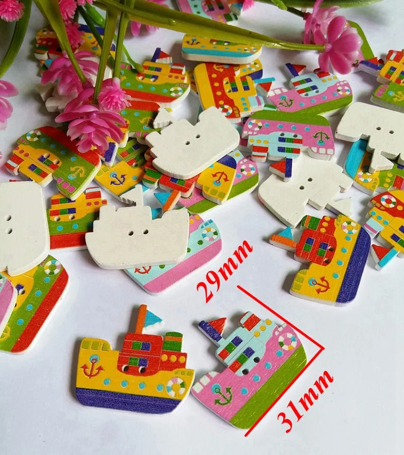 30pcs mixed Style Children Button DIY handmade decorative buckle cartoon wooden buttons wooden sewing button