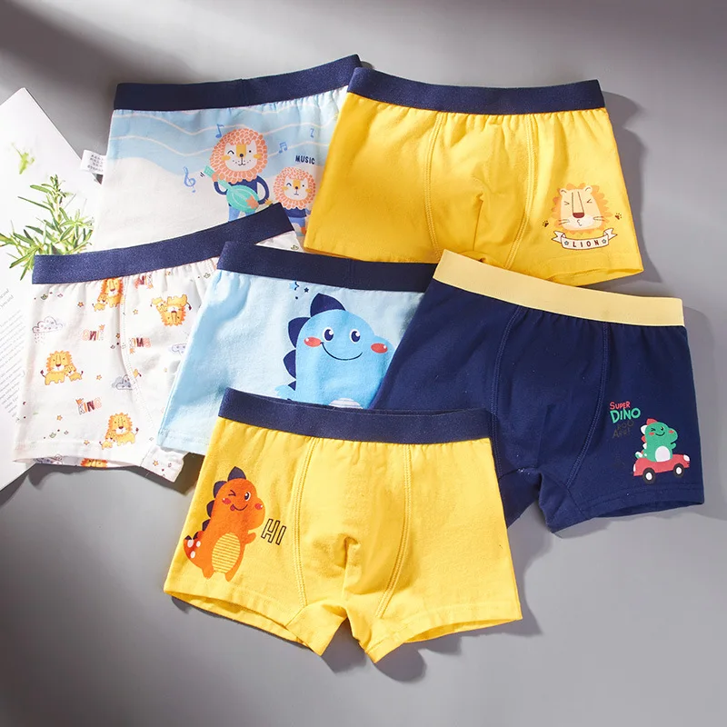 2/4/6 Pcs Boys Boxer Briefs Kids Cotton Underwear Breathable Baby Underpants Teenager Cartoon Print Children Panties 2025 New
