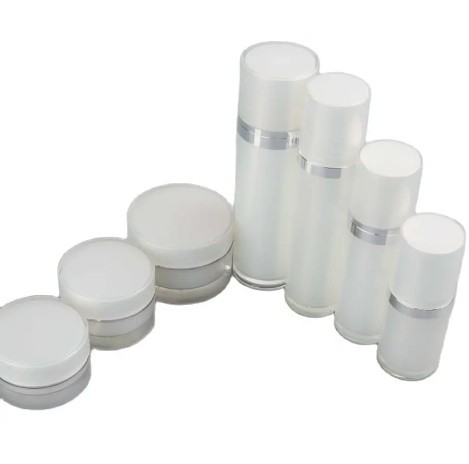 60 ml perlweißes Acryl gerade runde Form Lotionspresse Pumpe Plastikflasche Lotionsemulsion Serum Grundierung Hautverpackung