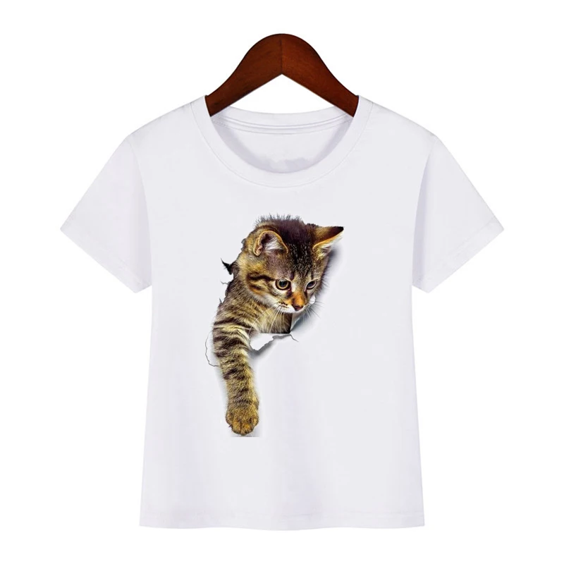 2026 New 3d Cat Print T Shirt Fashion Summer Cute Children Brand Clothing Girl Short Sleeve Kids Tops Baby Clothes