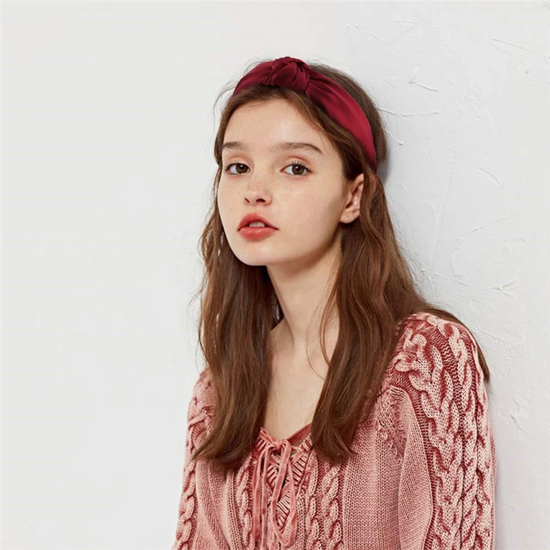 Women Wide Side Headband Twisted Knotted Head Hoop Solid Color Hair band Simple Fabric Hairband Girls Hair Hoop Hair Accessories