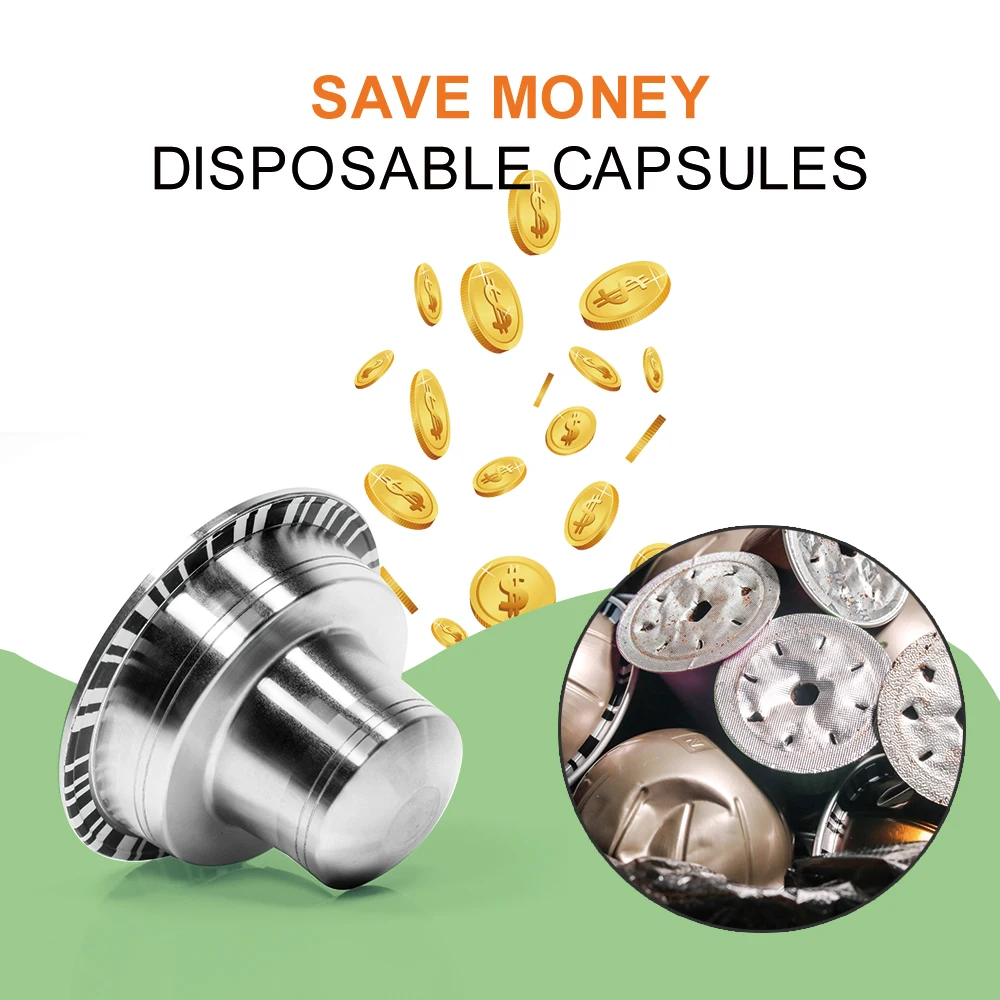 Reusable Capsule Adapter for Nepresso Vertuoline Machine Compatible with Original Pods Stainless Steel Fit for Next & Pop Maker