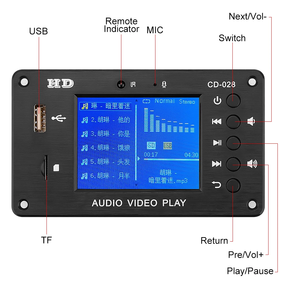 AIYIMA Bluetooth-compatible MP3 Audio Decoder Player USB TF FM Radio DH Digital Decoding Module DIY Sound Speaker Amplifier