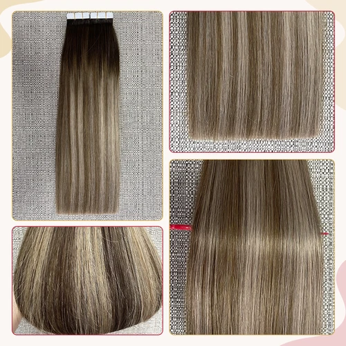 Imagen 2 del producto Cinta Moresoo en extensiones de cabello 100% cabello Remy Real cinta adhesiva Invisible Natural brasileña ins extensiones de cabello humano