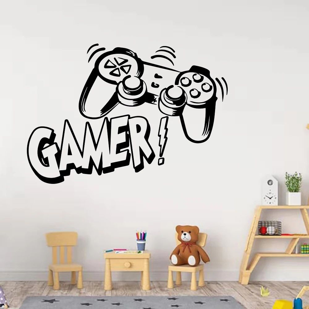 Carved Gamer Vinyl Wall Sticker game room For Kids Room Decoration Wall Murals boys bedroom Decor gaming poster wallpaper