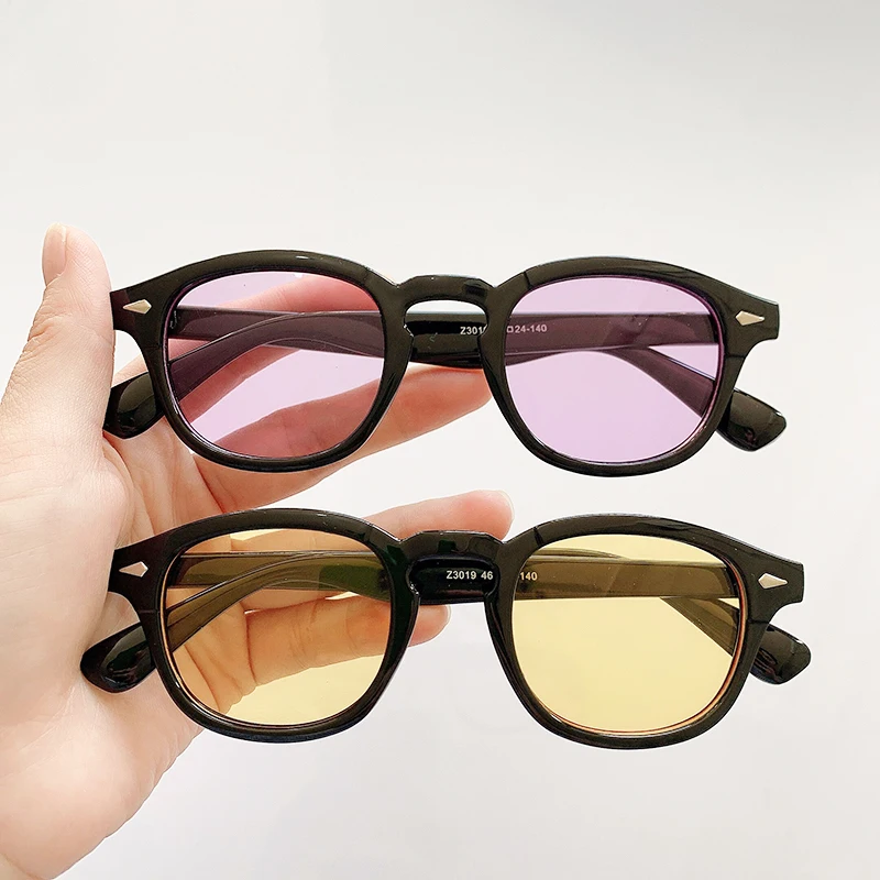 Okrągłe okulary przeciwsłoneczne Fashion Vintage Johnny Depp Style Clear Tinted Lens Brand Design Party Show Mężczyźni Kobiety Okulary przeciwsłoneczne Oculos De Sol