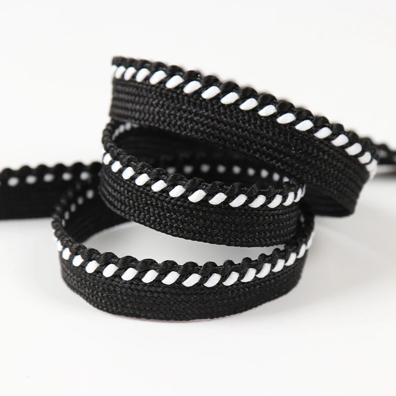 5Yards 10mm Black White Ombre Braided Piping Lip Cord Trim|Pillow Cushion Trim|Upholstery Edging Trim DIY Sewing Supplies