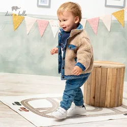 DBX15270 dave bella winter baby boys fashion letter double-wear pockets button coat children tops infant toddler outerwear