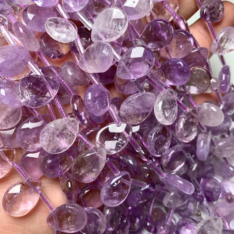 8X12MM Amethyst powder crystal white crystal Drop Charms Jewelry Making Accessories Faceted Teardrop Beads DIY Necklace Pendant