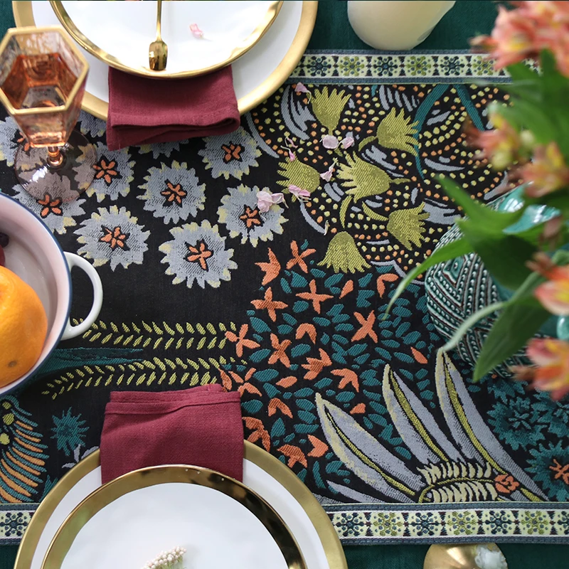 American Table Runner Ethnic Print Flower And Bird Tablerunner Home Rectangular Pastoral Coffee Table Cloth Dining Table Runner