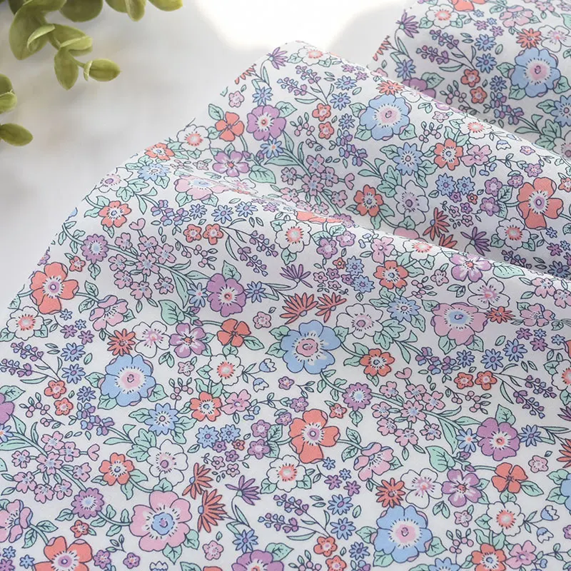 142x50cm Cotton High-Count Floral Sewing Fabric, Making Clothes Dresses Children's Clothing Summer Dress Shirt Handmade Cloth